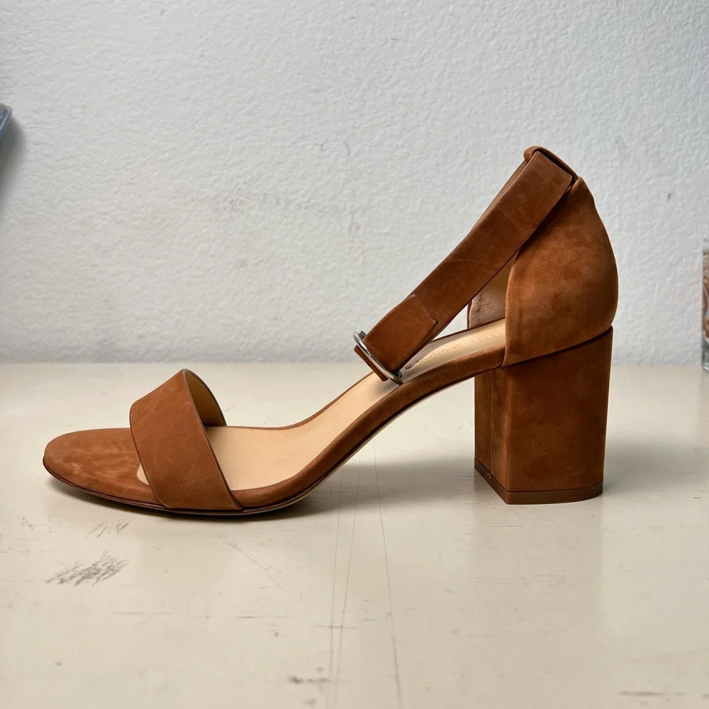 NEW Jenni Kayne Brown Oiled Leather Low Block Heel‎ in Walnut EU 40 US 10